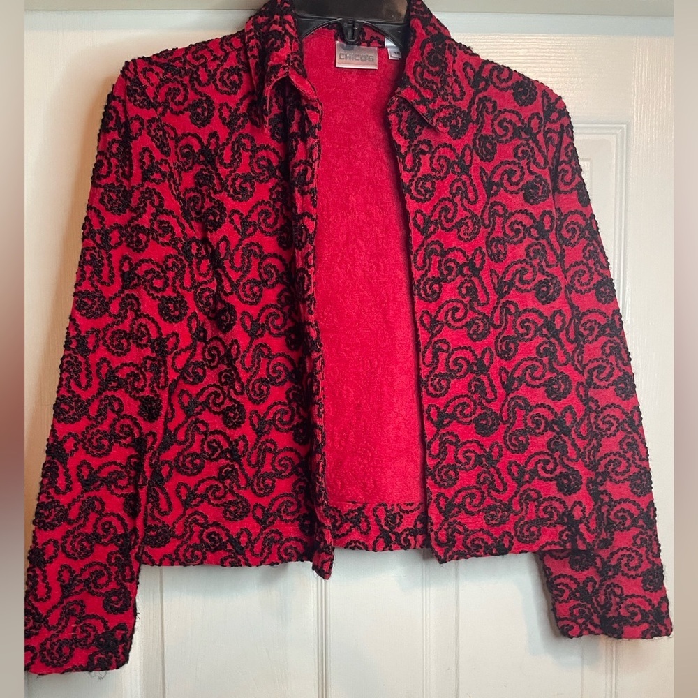 Chico's Vibrant Red and Black Jacket size 0 in Chicos or size small